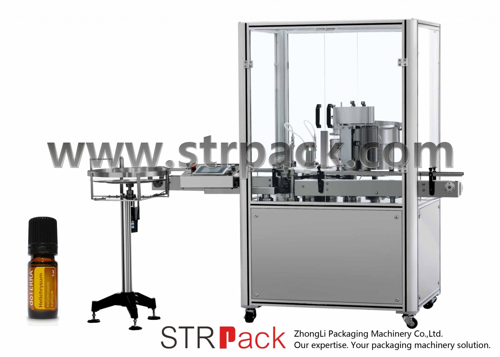 Uçucu Yağ Dolum Kapağı Presleme Makinesi Strpack